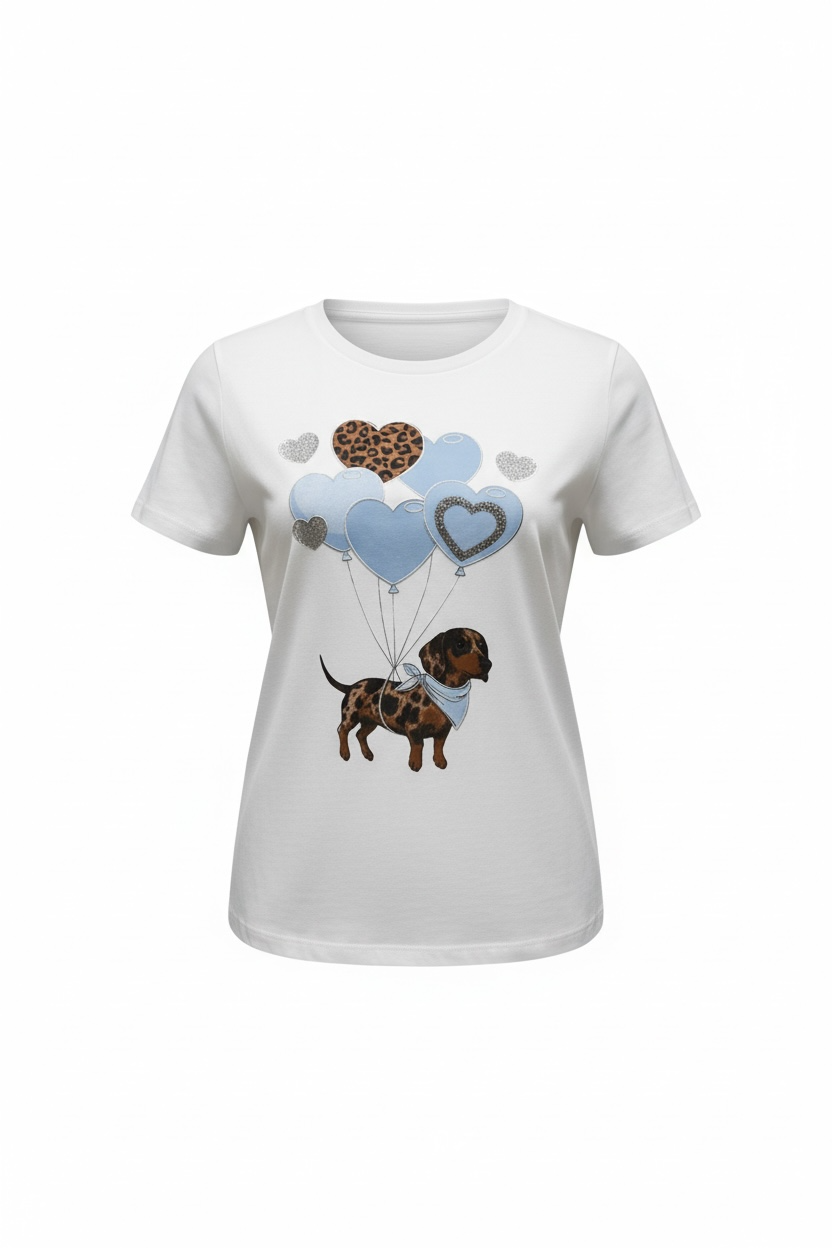 T-shirt bassotto con palloncini