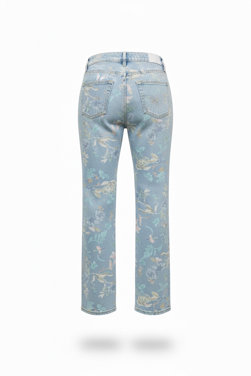 Jeans fiori gamba larga margot