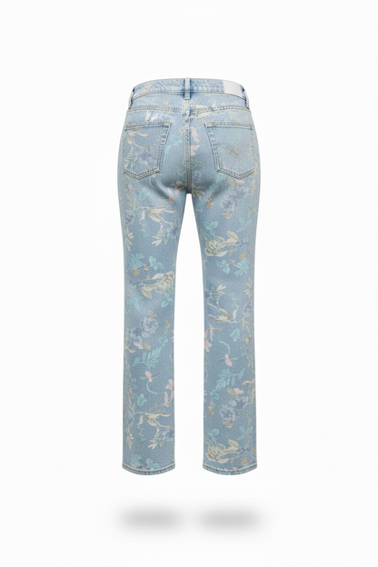 Jeans fiori gamba larga margot