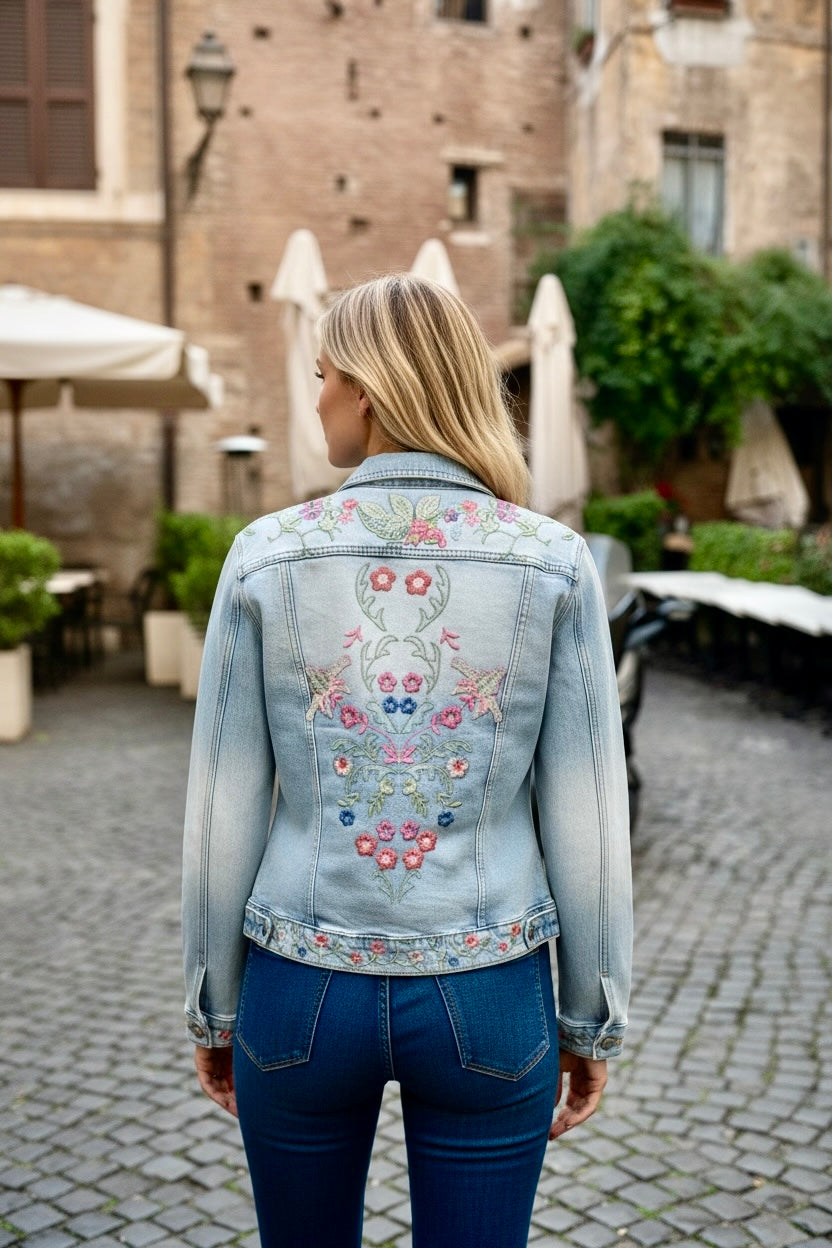 Giubbino jeans ricamo Zoe