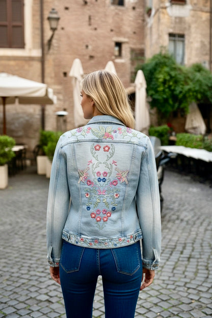 Giubbino jeans ricamo Zoe