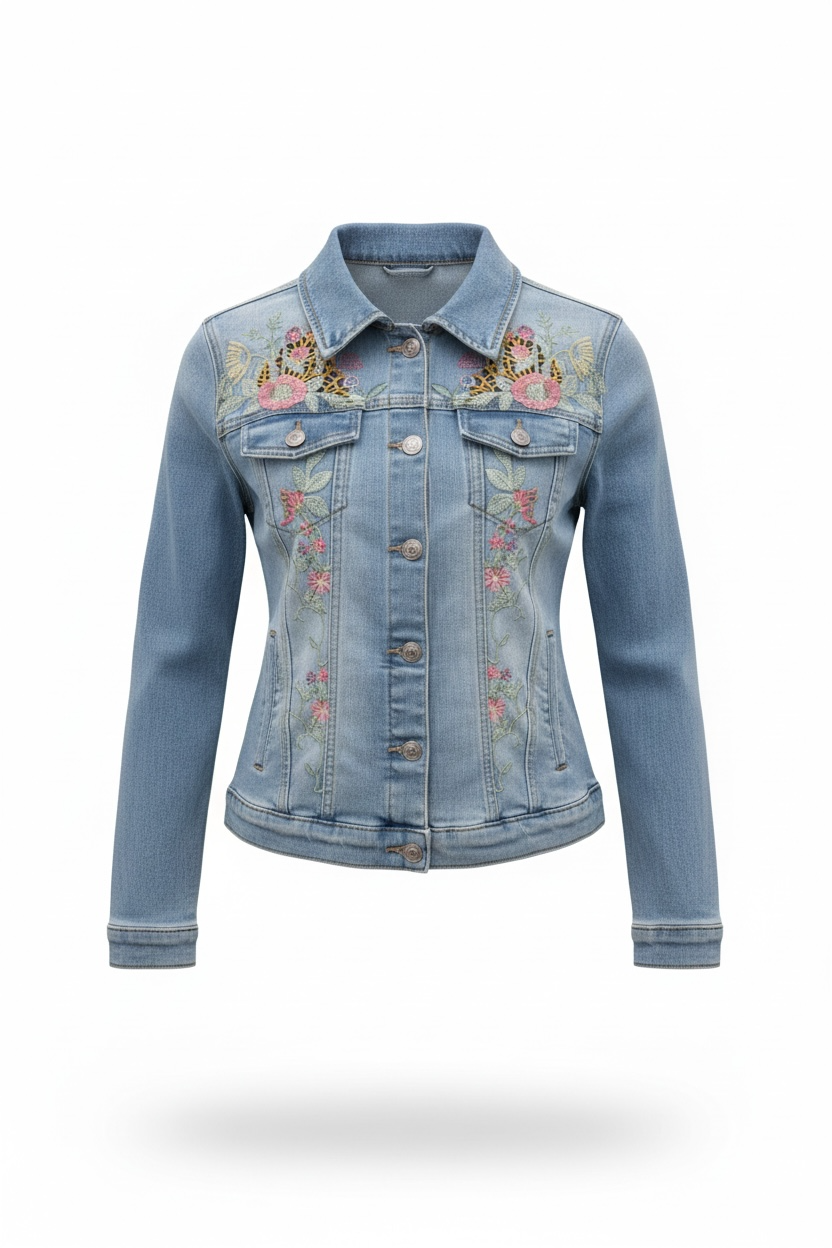 Giubbino jeans ricamo Zoe