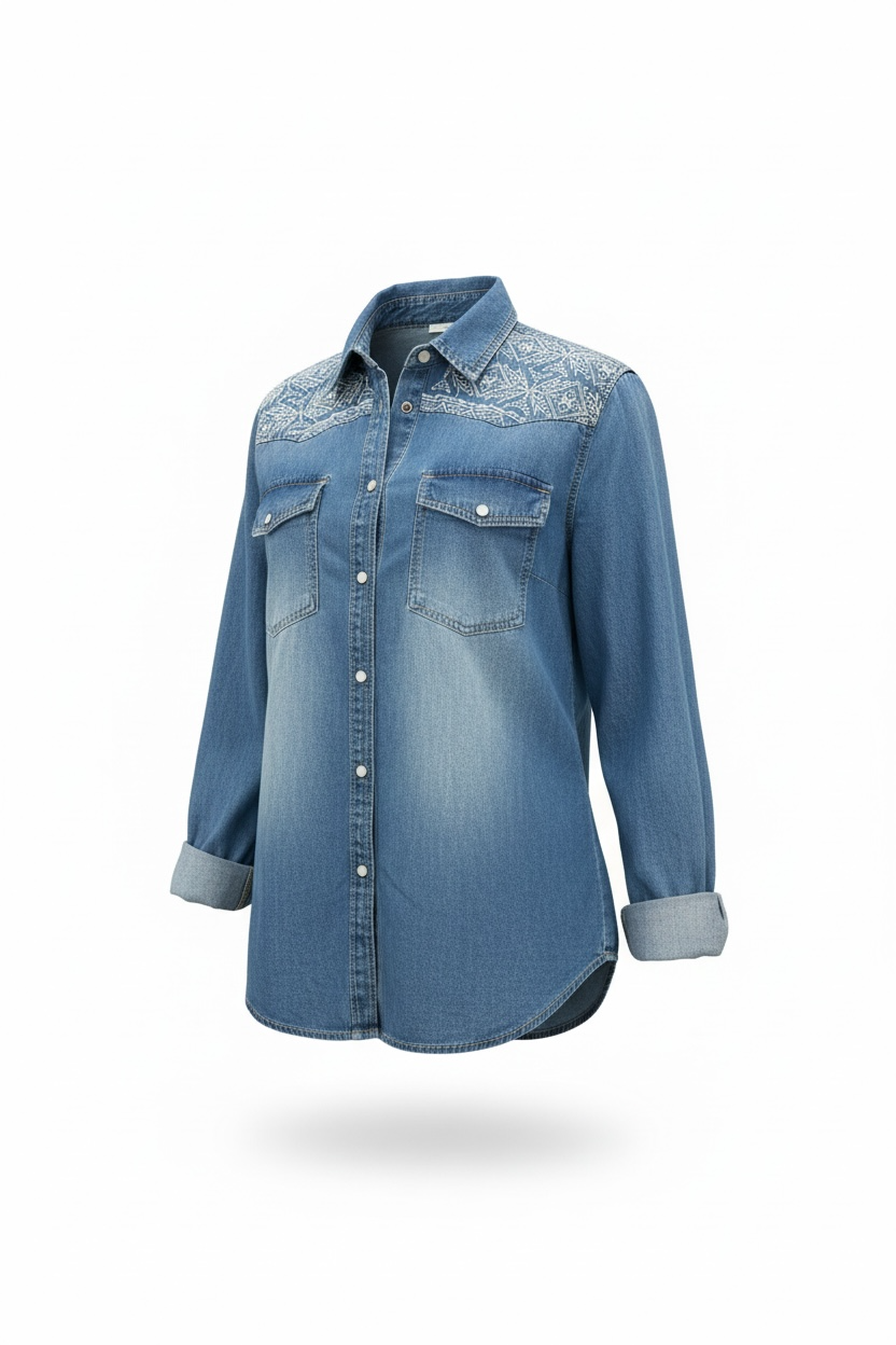 Camicia manica lunga ricamo Viky